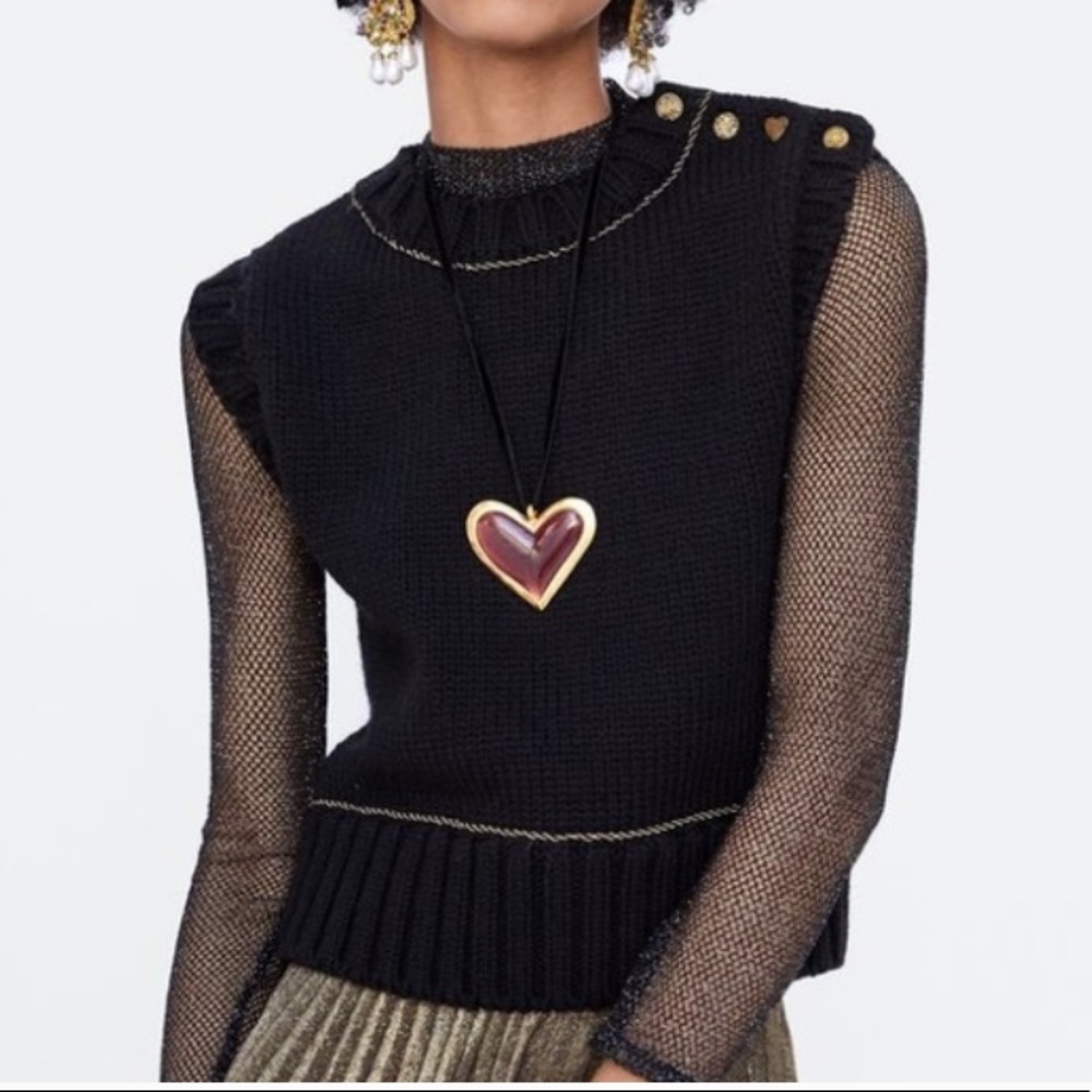 Zara Black Sweater with Gold Accents